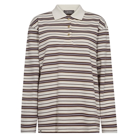 Mos Mosh Rossett LS Stripe Polo Bluse, Brunnera Blue 